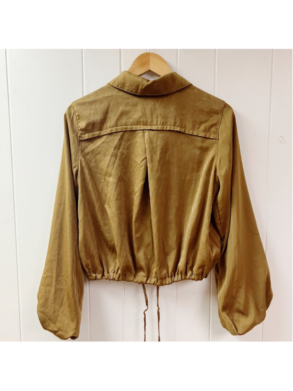 a new day Cropped Utility Bomber Drawstring Jacket MEDIUM Bronze Streetwear Edgy - Picture 5 of 8